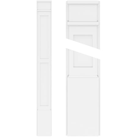 Two Equal Flat Panel PVC Pilaster W/Decorative Capital & Base, 4W X 60H X 2P